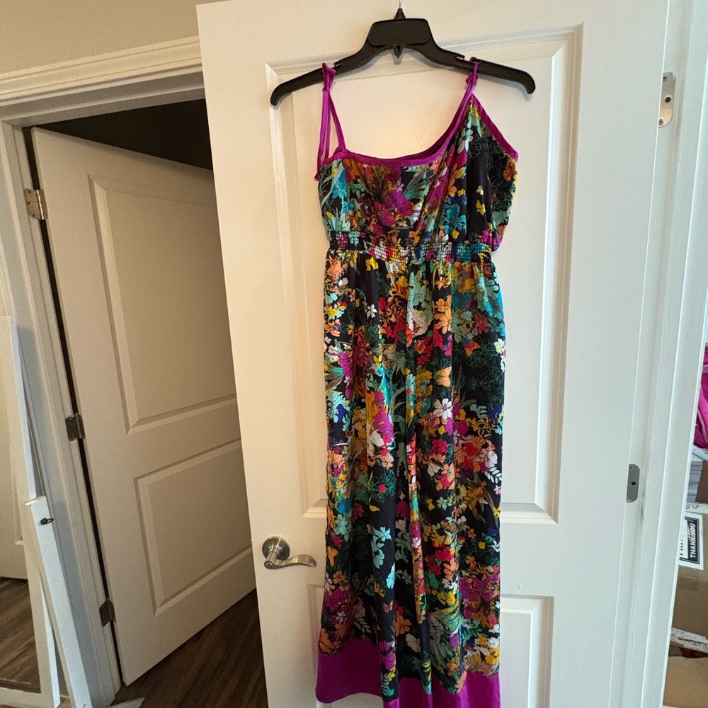 Floral Maxi Dress with Purple Accents